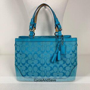 Coach Aqua Signature Tote Bag - Stylish Leather